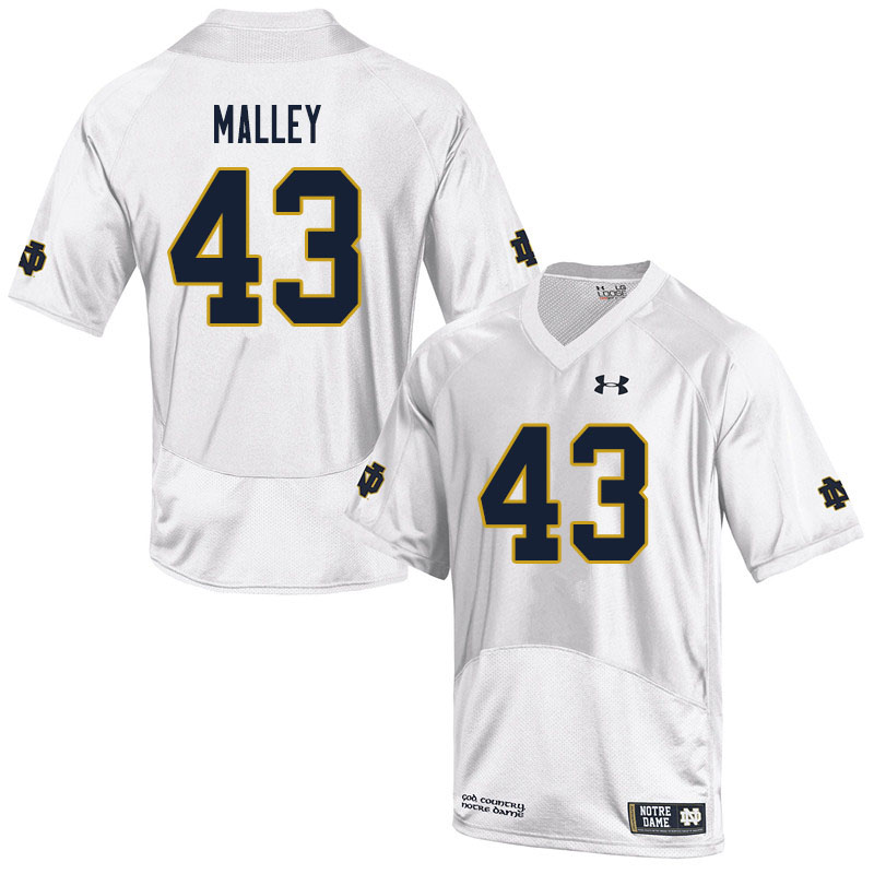 Men's NCAA Notre Dame Fighting Irish #43 Greg Malley Stitched College Under Armour Authentic White Football Jersey LA10F85ZH